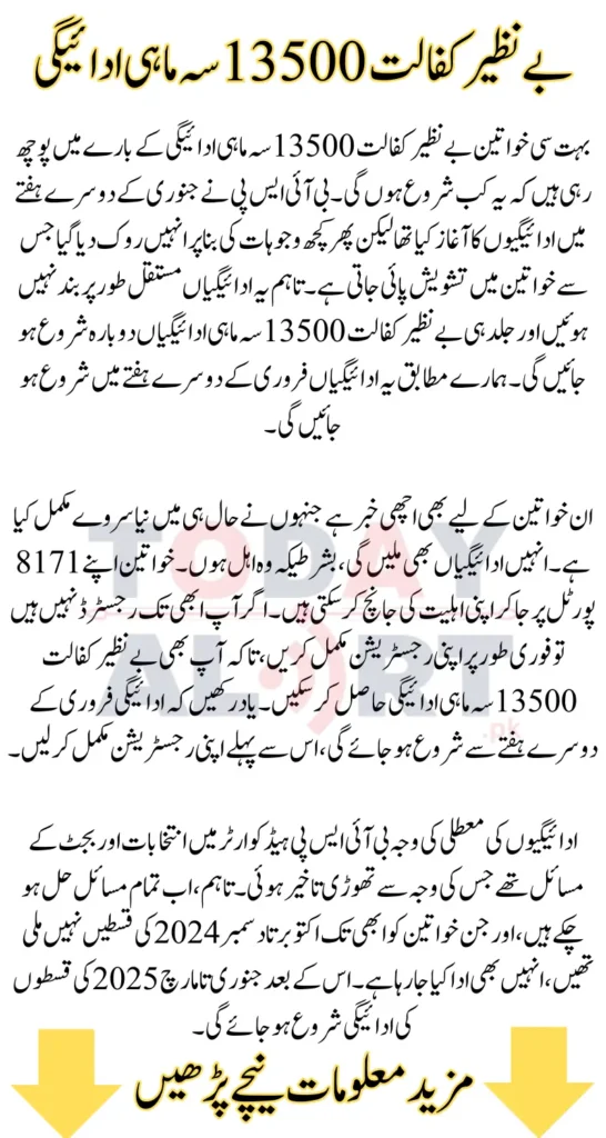 When Will to Benazir Kafaalat 13500 Quarterly Payments Start