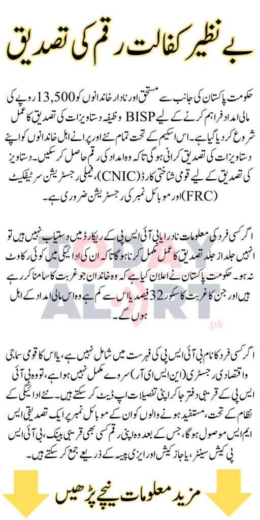BISP Stipend Document Verification for 13500 Payments